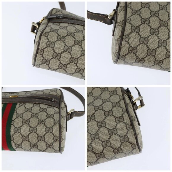 GUCCI GG Supreme Web Sherry Line Shoulder Bag PVC Beige Gold 010 378 Auth 147769 - Picture 16 of 16